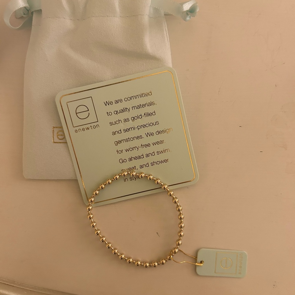 E Newton Gold Minimalist Beaded Bracelet